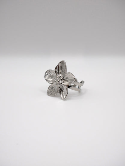 Bague Fleur argentée