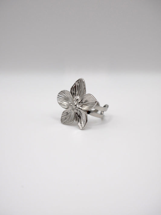 Bague Fleur argentée