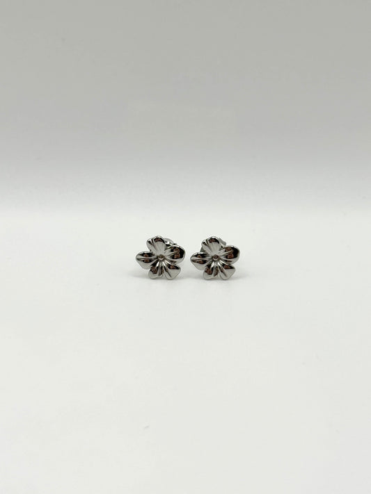 Boucles Fleur mini argentées