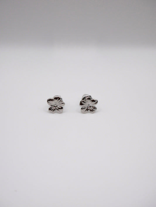 Boucles Fleur mini argentées